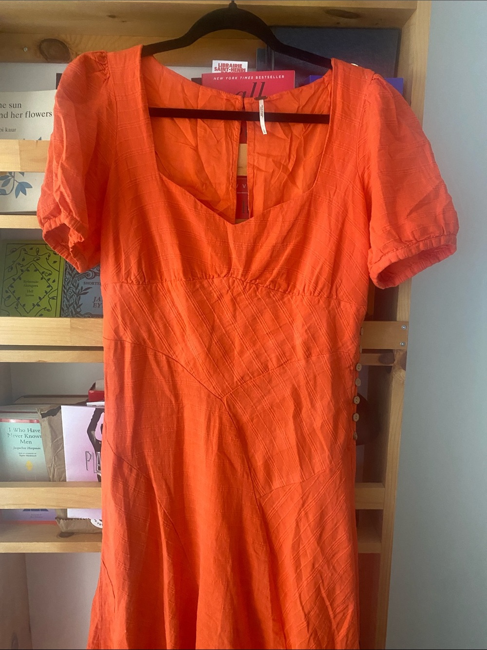 Free People Vibrant Orange Puff-Sleeve Maxi Dress - Picture 4 of 7